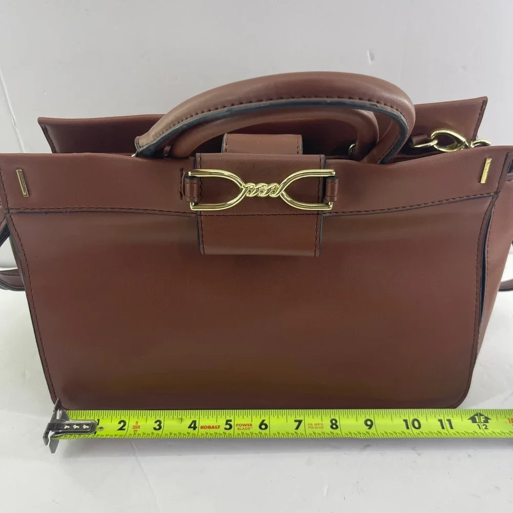 Horsebit Satchel Bag Brown Leather Crossbody‎ Equestrian Classic London Fog